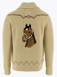 Chunky hand knitted shawl cardigan, horse head motives-Sweatshirts-Sneum-Motorious Copenhagen