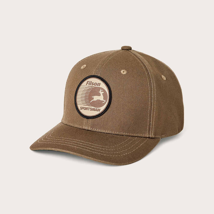 Dry Tin Cloth Logger Cap, Marsh Olive / Sportsman logo-Hatte og Caps-Filson 1897-Motorious Copenhagen