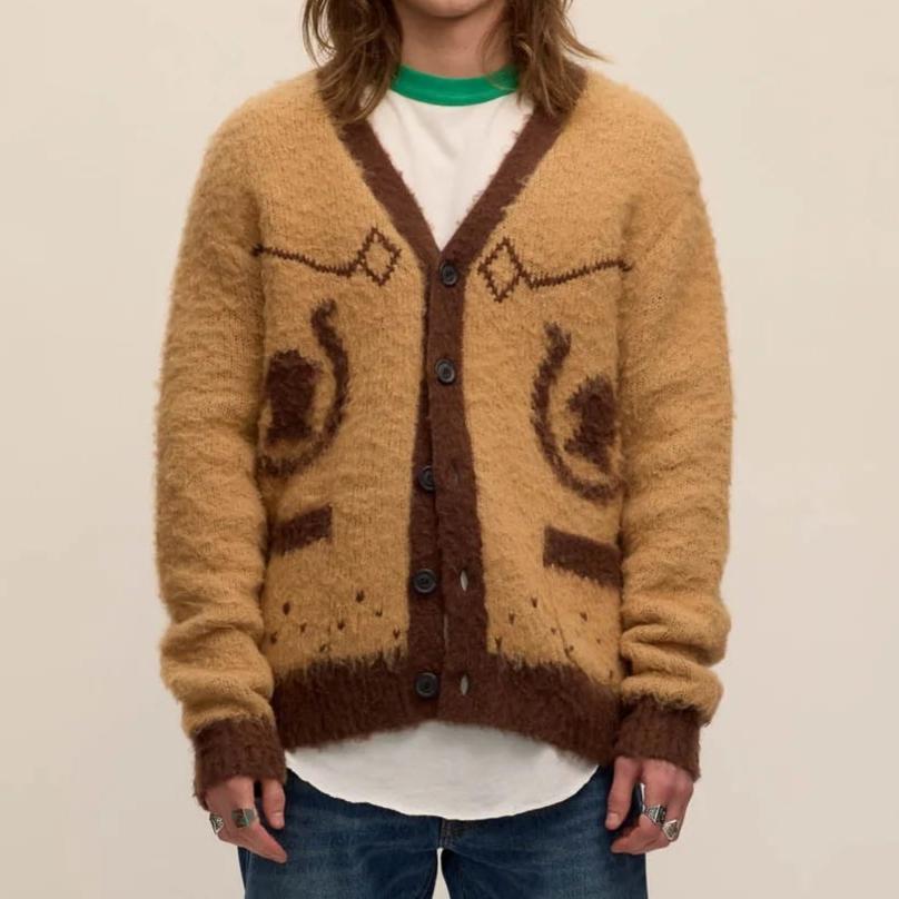 Fuzzy logo knit cardigan,-Sweatshirts-Sneum-Motorious Copenhagen