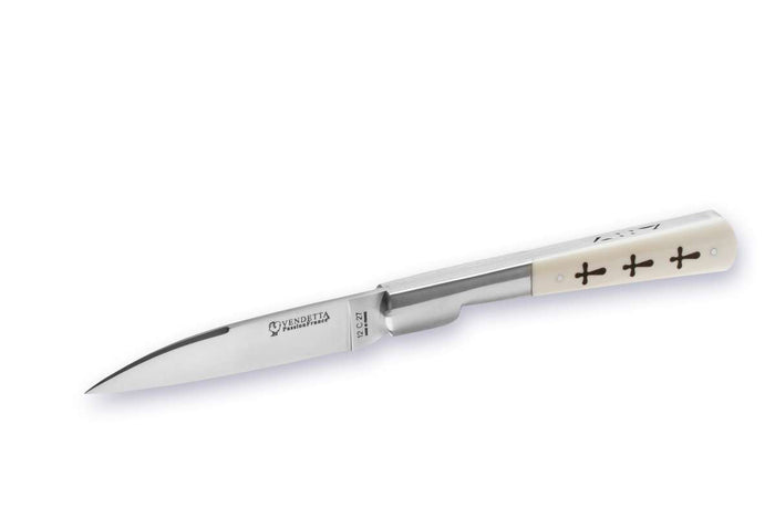 'Grand Vendetta' pocket knife, Liner engraved, White Buffalo Bone Handle-Knive og Værktøj-Passion France-Motorious Copenhagen