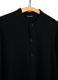 Herman, Long Sleeve Henley, Black-T-shirts-Hansen Garments-Motorious Copenhagen