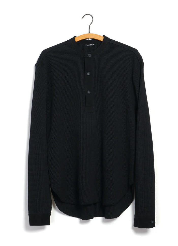 Hermann, Long Sleeve Henley, Black-T-shirts-Hansen Garments-Motorious Copenhagen