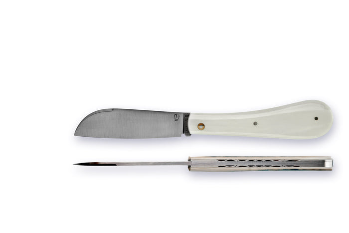 'London' french pocket knife, Liner engraved, White Buffalo Bone Handle-Knive og Værktøj-Passion France-Motorious Copenhagen