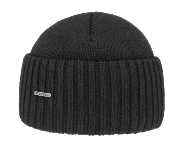 Northport Knit Beanie, Merino Wool, Black-Huer og Beanies-Stetson-Motorious Copenhagen