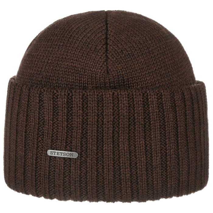 Northport Knit Beanie, Merino Wool, Brown-Huer og Beanies-Stetson-Motorious Copenhagen