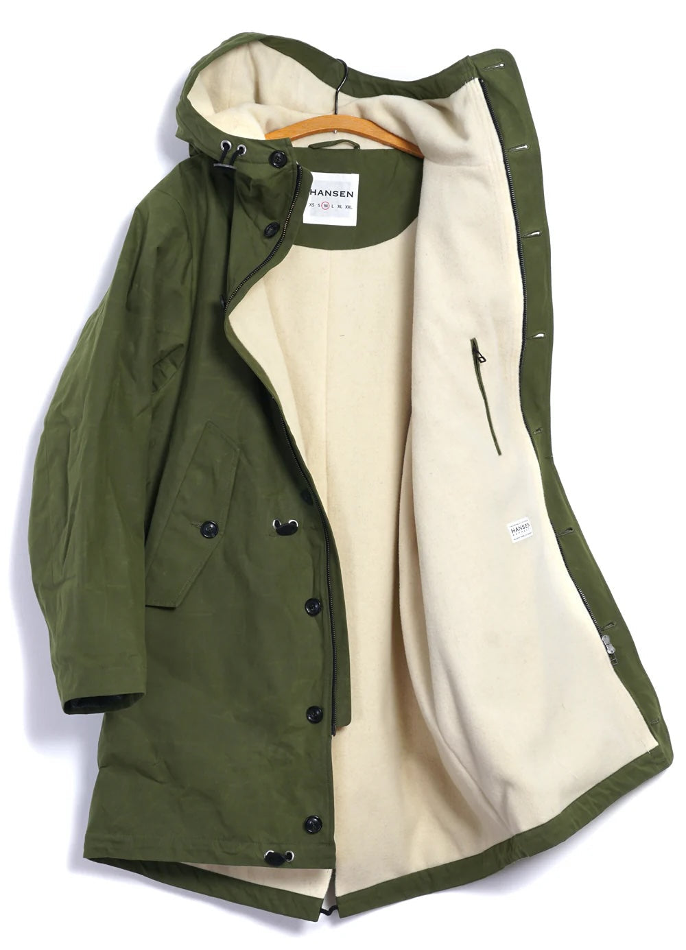 Rasmus, Waxed Parka With Zipper, Fresh Olive-Jakker-Hansen Garments-Motorious Copenhagen