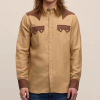 Sawtooth Western Shirt, Tencel, Brown/Beige-Skjorter-Sneum-Motorious Copenhagen