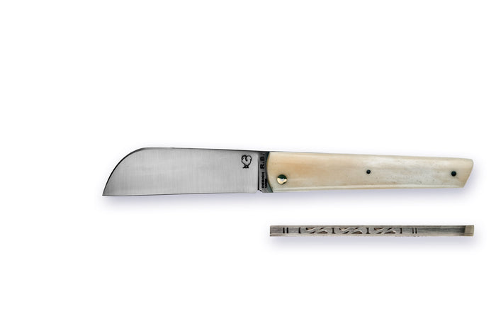 'Seurre' pocket knife, Liner engraved, White Buffalo Bone Handle-Knive og Værktøj-Passion France-Motorious Copenhagen