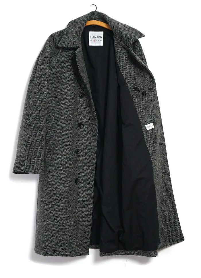 Sigurd, Long Lined Wool Coat, Grey Tweed-Jakker-Hansen Garments-Motorious Copenhagen