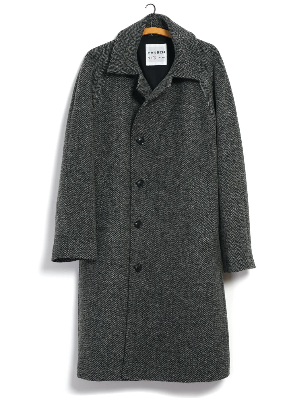 Sigurd, Long Lined Wool Coat, Grey Tweed-Jakker-Hansen Garments-Motorious Copenhagen