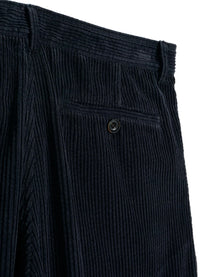 Sune, Pleated Wide Cut Trousers, Dusty Navy-Bukser-Hansen Garments-Motorious Copenhagen