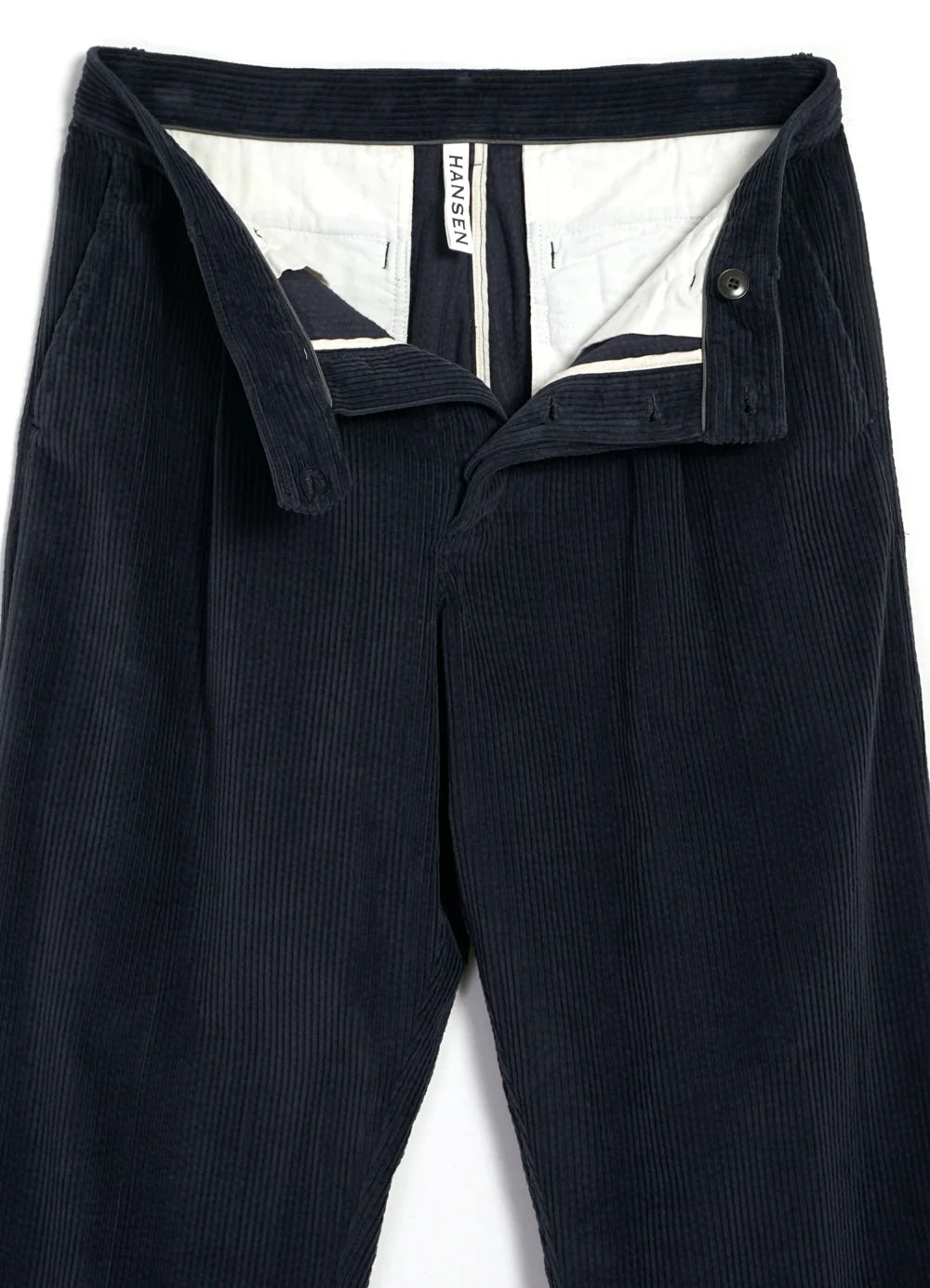 Sune, Pleated Wide Cut Trousers, Dusty Navy-Bukser-Hansen Garments-Motorious Copenhagen