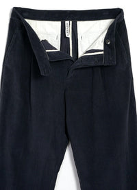 Sune, Pleated Wide Cut Trousers, Dusty Navy-Bukser-Hansen Garments-Motorious Copenhagen