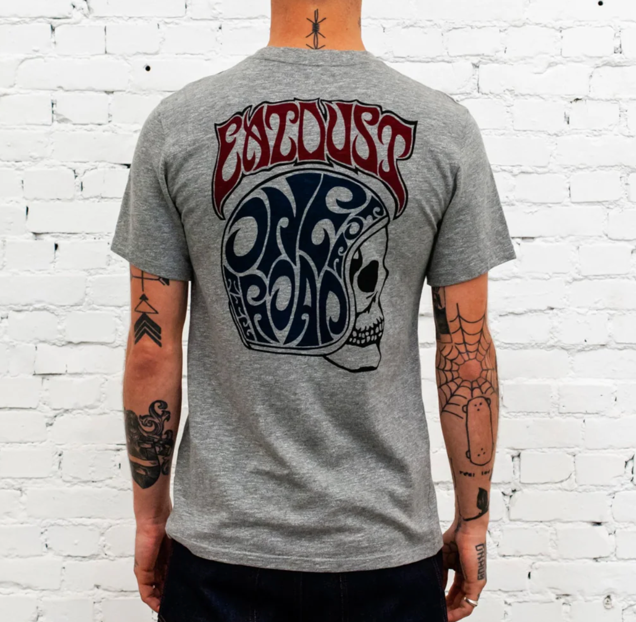 T-Shirt Skull, Heather Grey-T-shirts-Eat Dust-Motorious Copenhagen